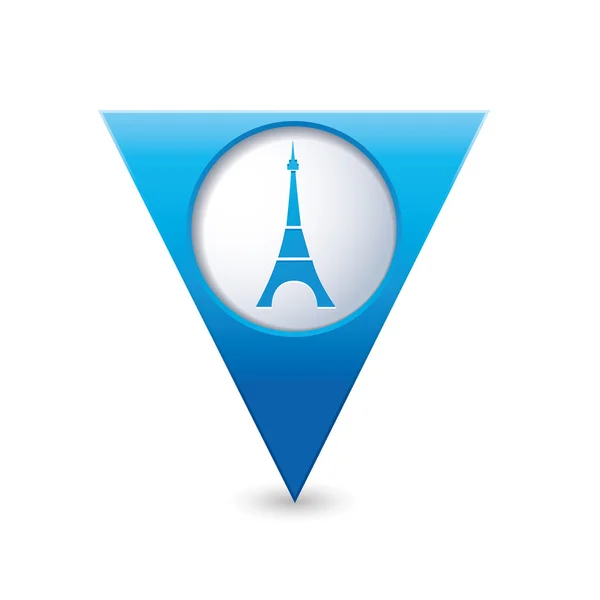 Puntero de mapa con icono de torre Eiffel — Vector de stock