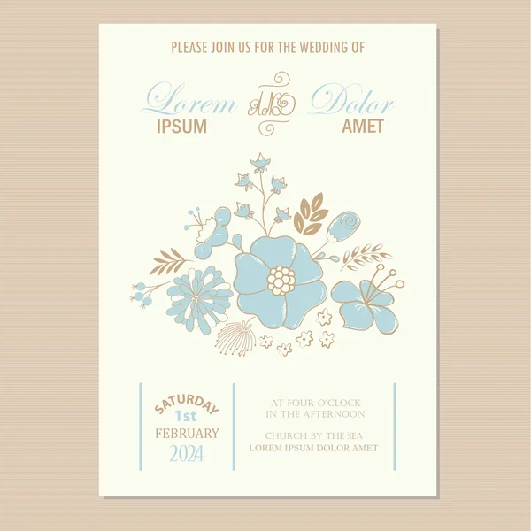 Floral wedding invitation card. — Stock Vector