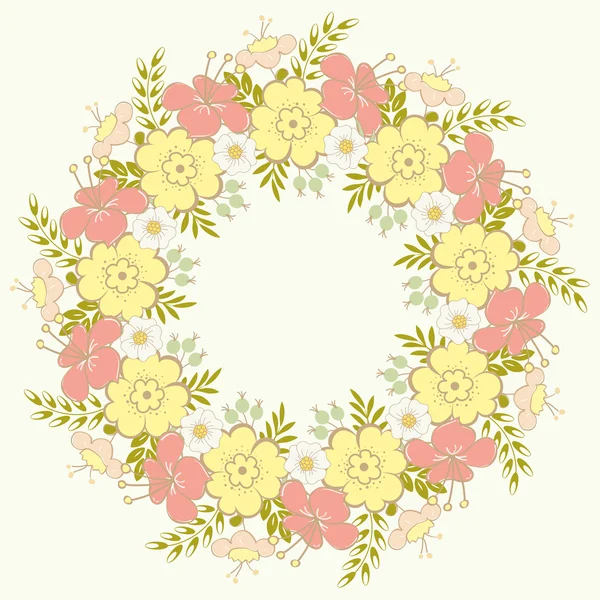 Cute floral wreath. — Stock Vector