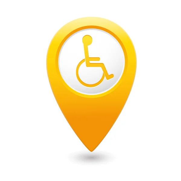 Kaart aanwijzer met handicap pictogram. — Stockvector