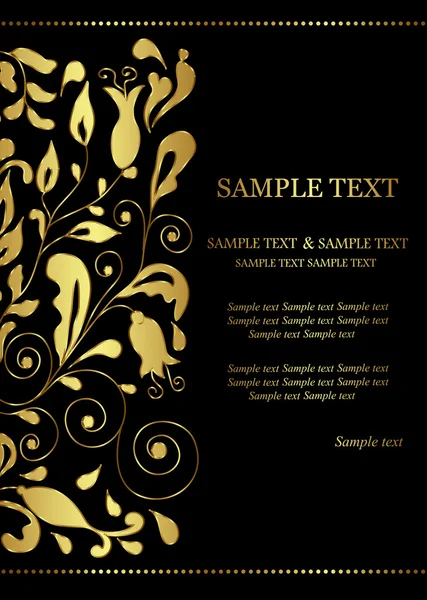 Carte d'invitation avec élément floral doré  . — Image vectorielle