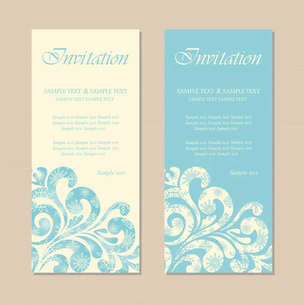 Belles cartes d'invitation vintage bleu — Image vectorielle