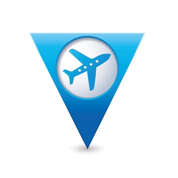 Mapa ponteiro com ícone de avião . — Vetor de Stock