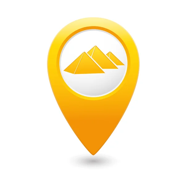 Map pointer with pyramids icon. — Stock Vector