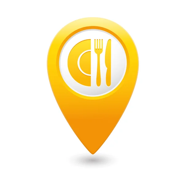 Kaart aanwijzer met restaurant pictogram. — Stockvector