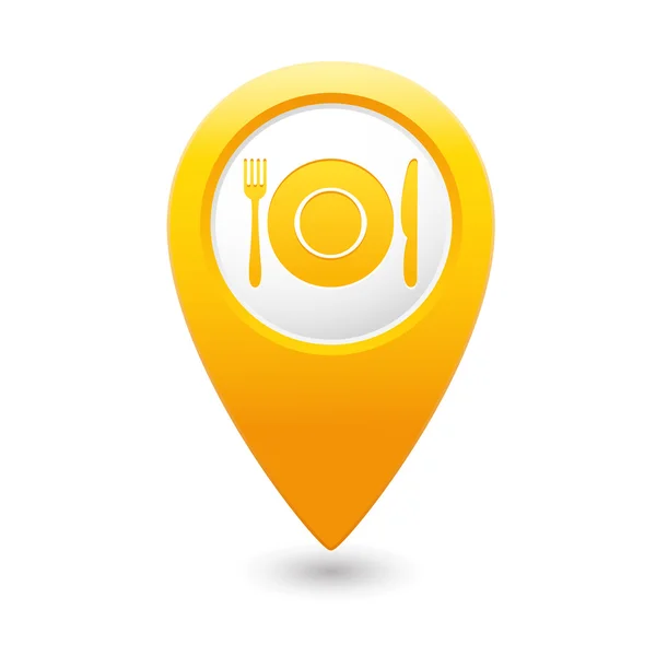 Pointeur de carte avec icône restaurant . — Image vectorielle