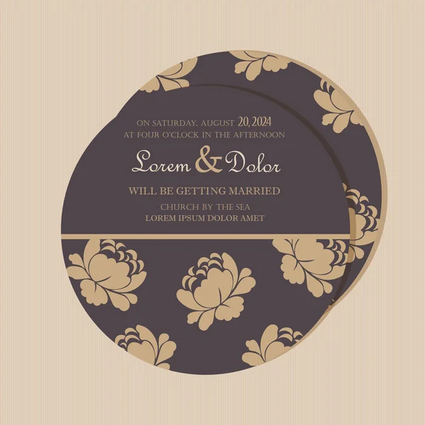 Dubbelsidig vintage blommig bröllop inbjudningskort. — Stock vektor
