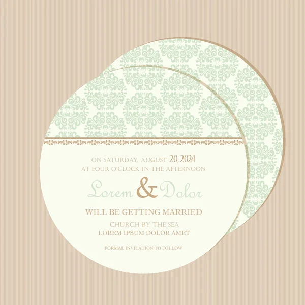 Carte d'invitation de mariage vintage ronde recto verso — Image vectorielle
