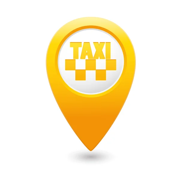 Map pointer with taxi icon. — Stock Vector