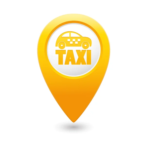 Map pointer with taxi icon. — Stock Vector