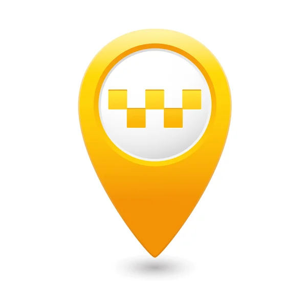 Kaart aanwijzer met taxi pictogram. — Stockvector