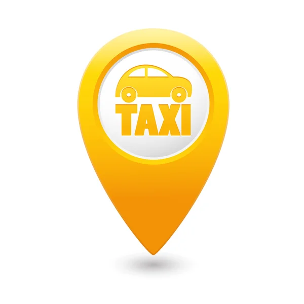 Map pointer with taxi icon. — Stock Vector