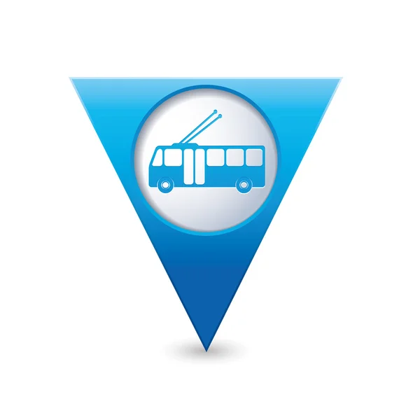 Map pointer with trolleybus icon. — Stock Vector