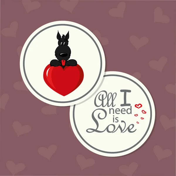 Kaart voor Valentijnsdag met grappige hond — Stockvector