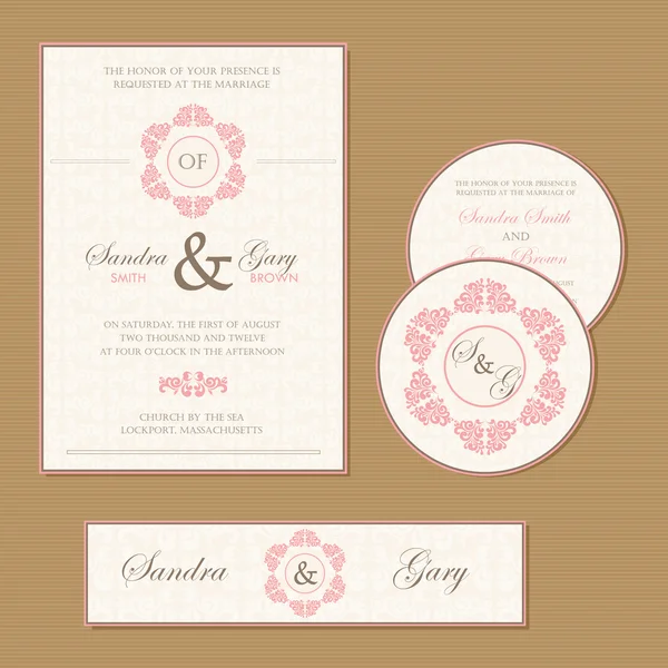 Cartes d'invitation de mariage Vintage . — Image vectorielle