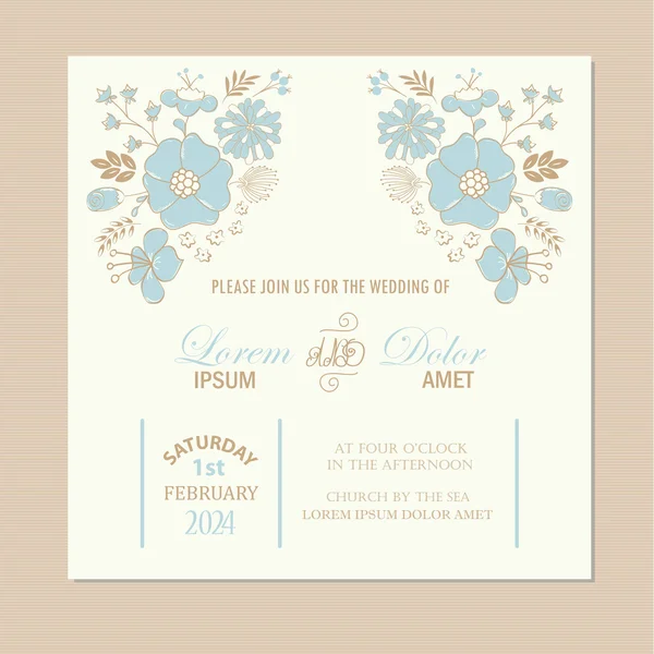 Tarjeta de invitación de boda floral — Archivo Imágenes Vectoriales