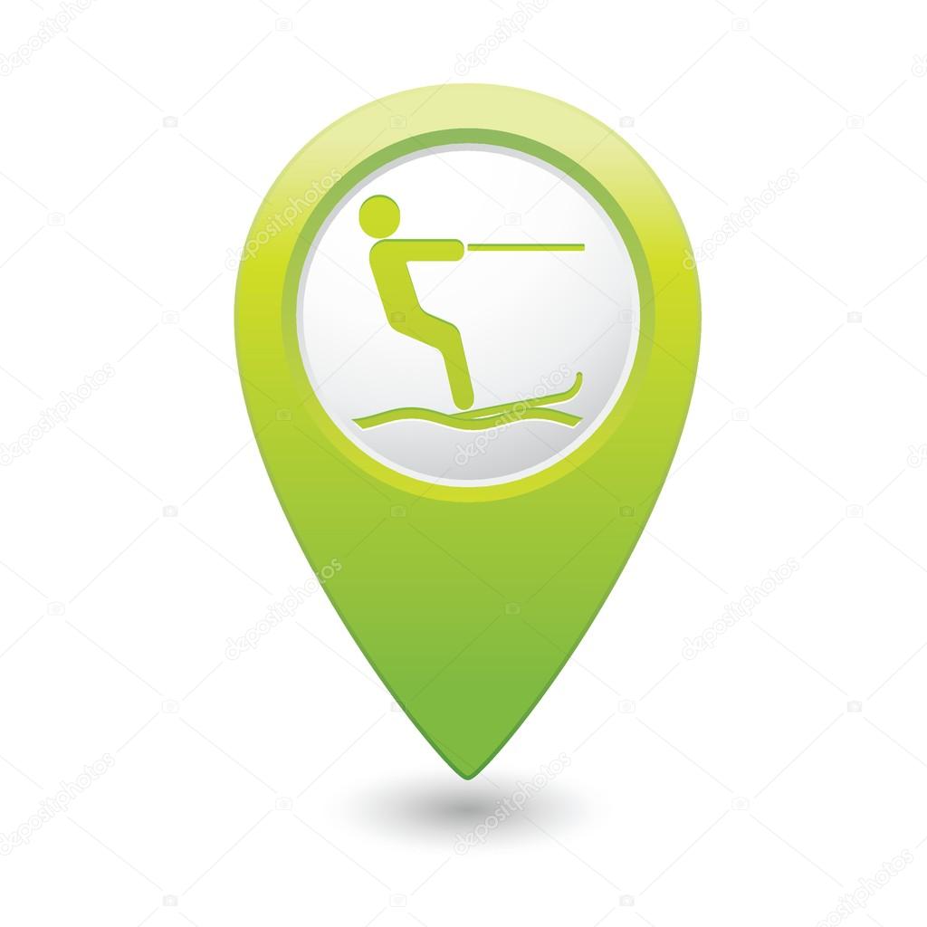 Water skiing sign symbol on map pointer