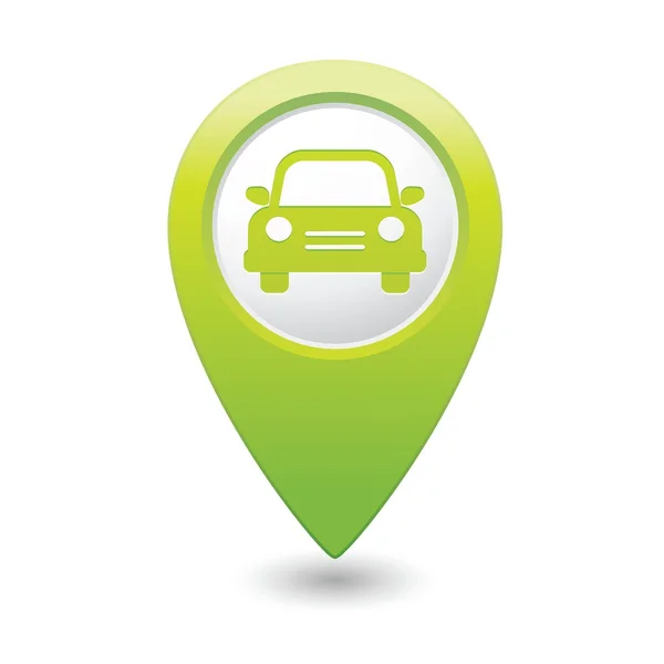 Mapa puntero con icono de coche — Vector de stock