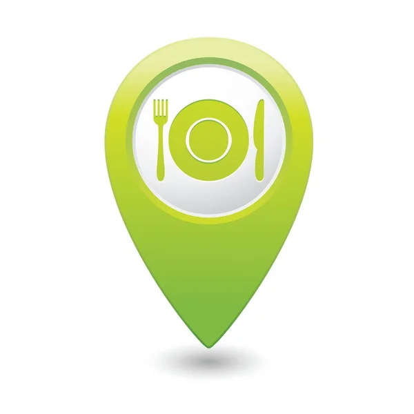 Pointeur de carte avec icône restaurant — Image vectorielle