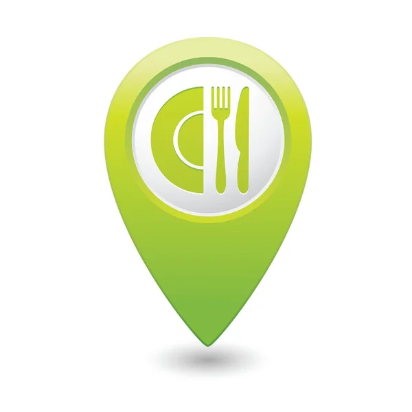 Map pointer with restaurant icon — Stock Vector