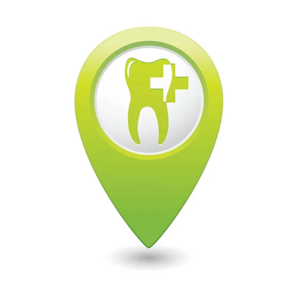Ikony Klinika stomatologiczna na mapę zielony wskaźnik — Wektor stockowy
