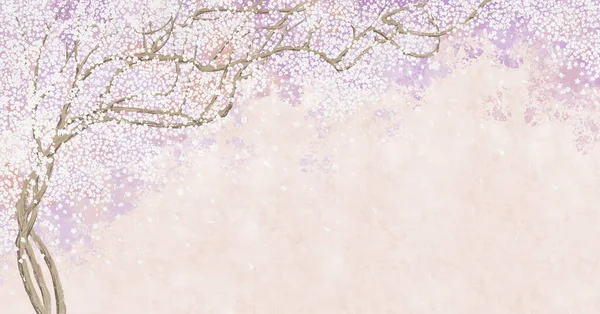 Baum Und Äste Auf Dem Alten Jahrgangshintergrund Sakura Blüht Floraler Stockbild