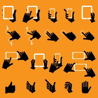 El dokunmadan hareket eden telefon ve dijital Tablet, vektör 