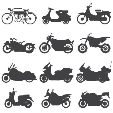 Motosiklet simgeler kümesi. vektör çizim.