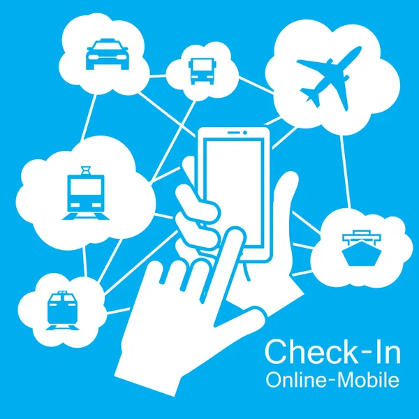 Dotykowy ekran inteligentny telefon, transportu podróży — Wektor stockowy