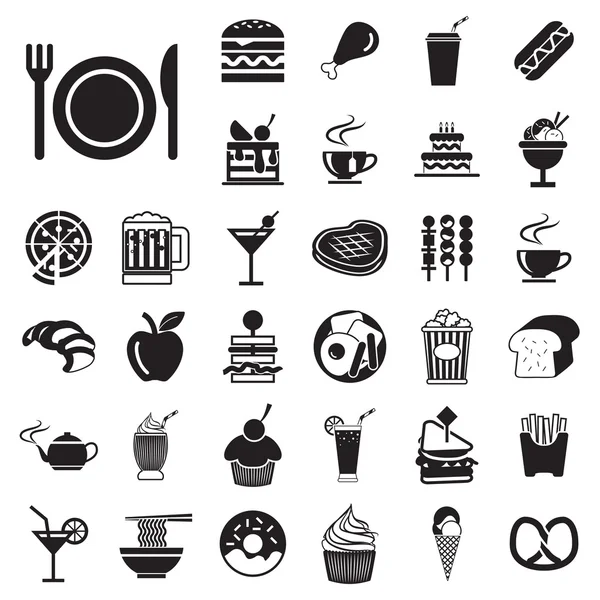 Menú vectorial comida y bebida iconos conjunto — Vector de stock