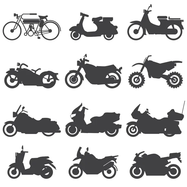 Conjunto de ícones de motocicleta. Ilustração vetorial . — Vetor de Stock