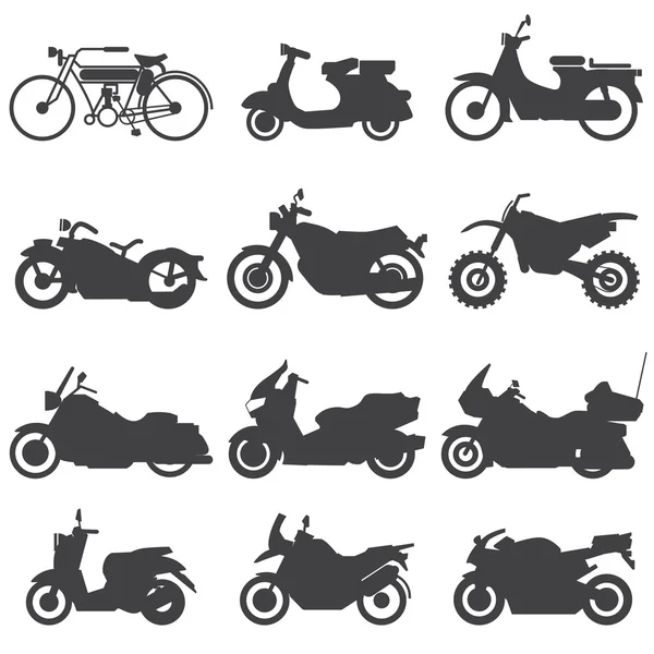 Motorrad-Ikonen gesetzt. Vektorillustration. — Stockvektor