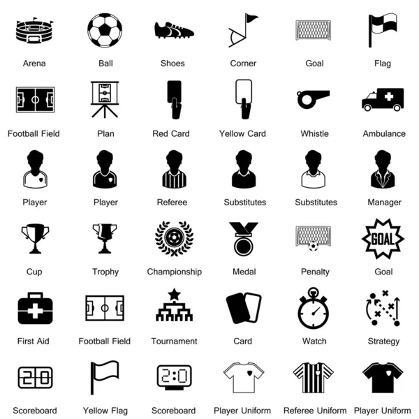 Juego de iconos de fútbol — Archivo Imágenes Vectoriales