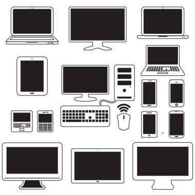 dizüstü bilgisayar, tablet bilgisayar, monitör ve mobil ekran