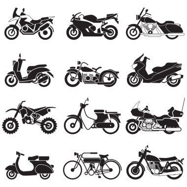 Motosiklet Icons set vektör çizim 