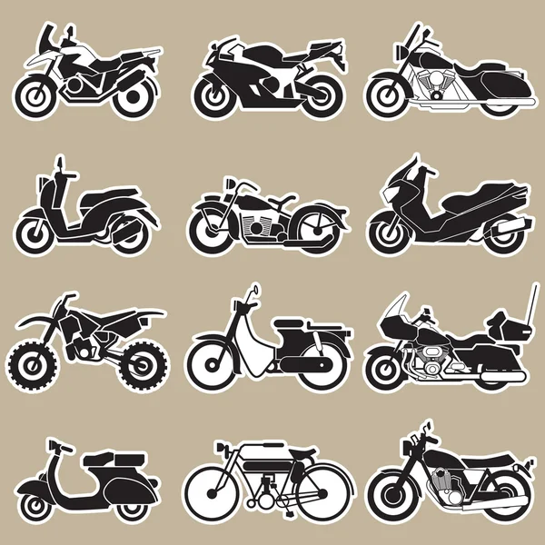 Conjunto de iconos de motocicleta. Ilustración vectorial . — Archivo Imágenes Vectoriales