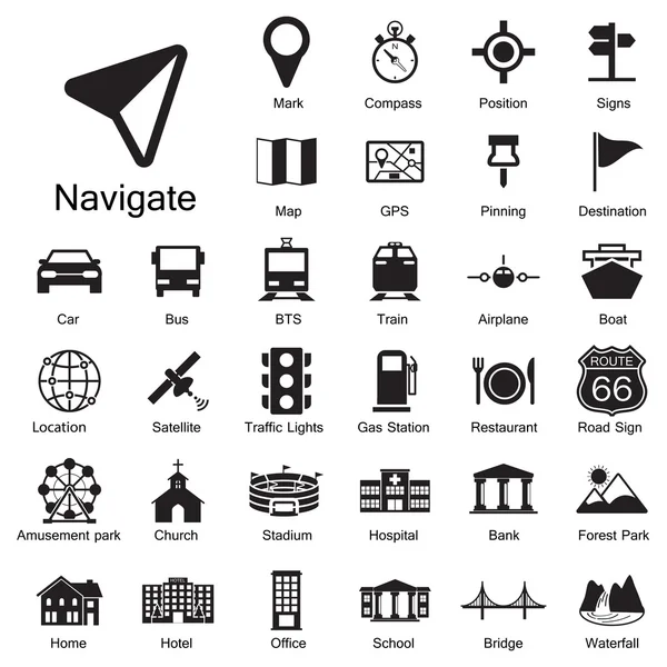 Navigation icons set — Stock Vector