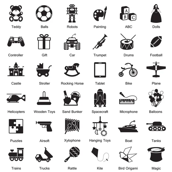 Juego de iconos de juguetes — Vector de stock