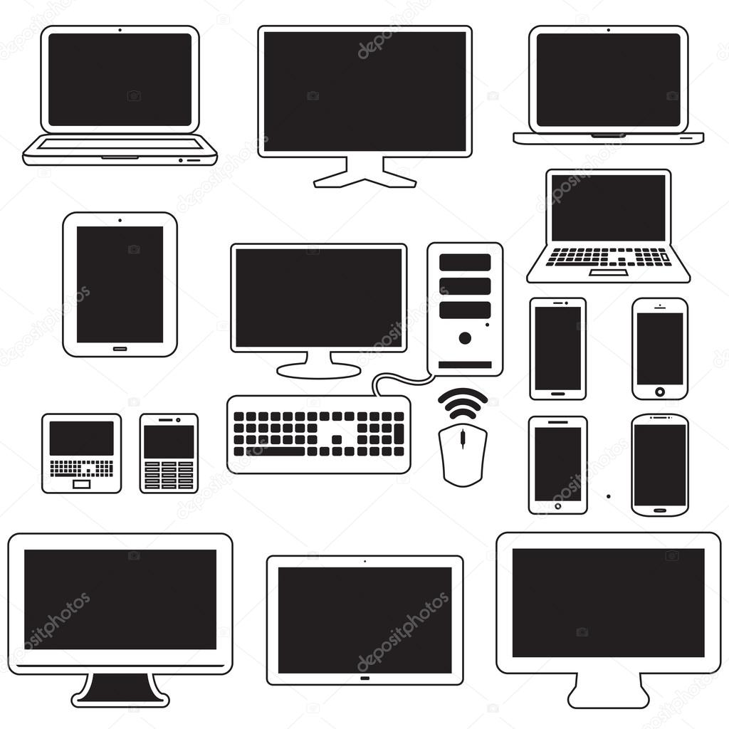 laptop, tablet computer, monitor and mobile screen