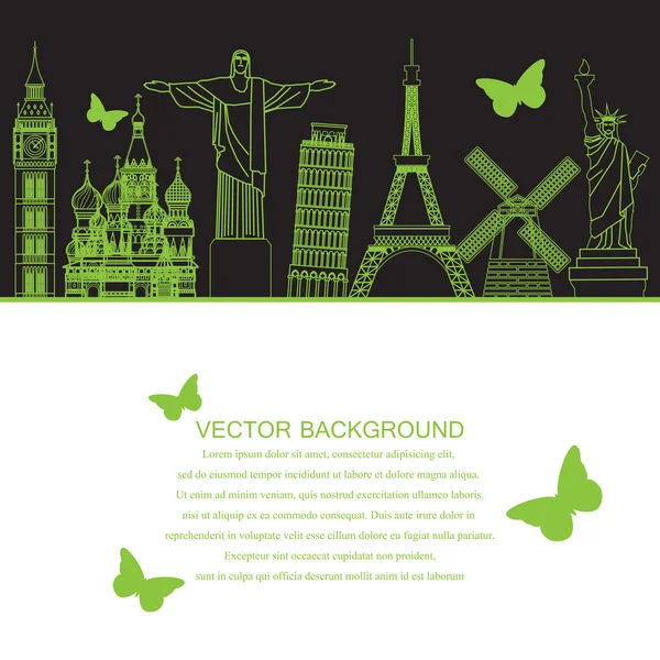 Utazási landmark háttér — Stock Vector