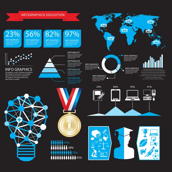 Educazione infografica e icone — Vettoriale Stock