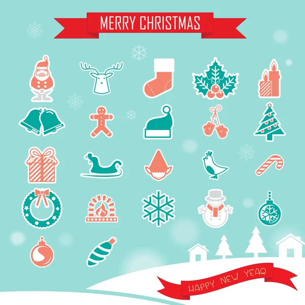 Kerst iconen collectie instellen — Stockvector