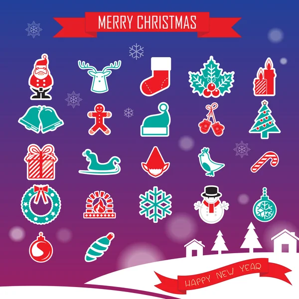 Icônes de Noël Collection ensemble — Image vectorielle