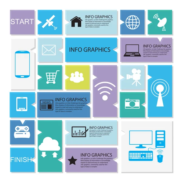 Social network, modello di comunicazione per interfaccia o infograp — Vettoriale Stock