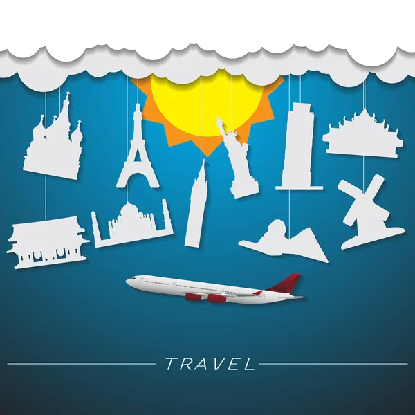 Travel landmark background — Stock Vector