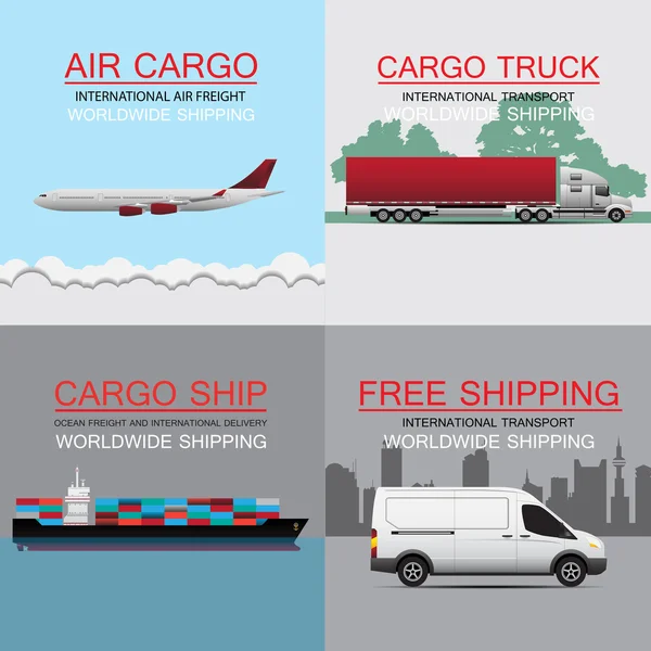 Concept mondial de vecteur de transport de marchandises — Image vectorielle