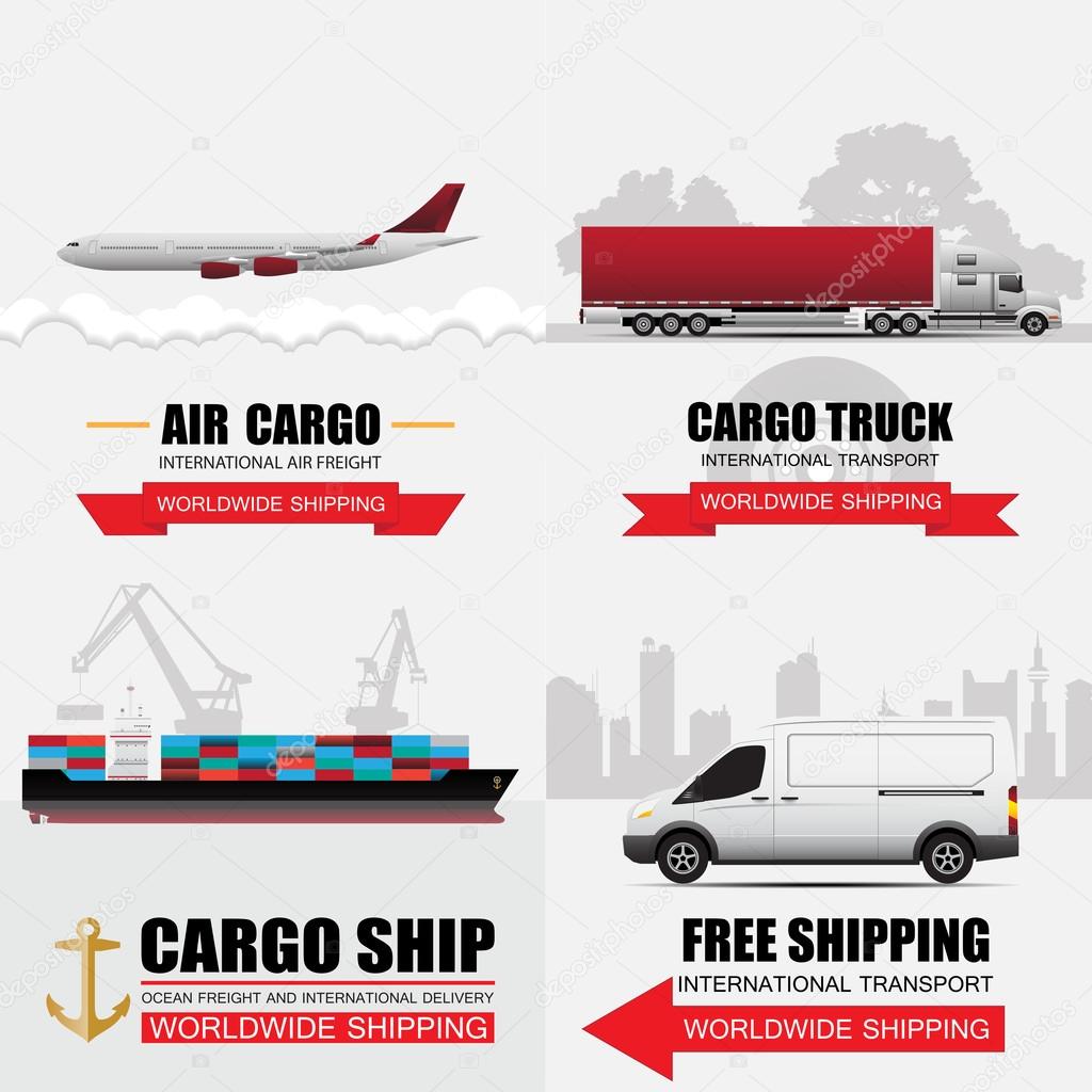 World wide cargo transport vector concept