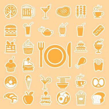 vektör yemek listesi yiyecek ve içecek Icons set