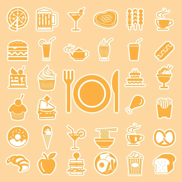 Menu vectoriel aliments et boissons icônes ensemble — Image vectorielle