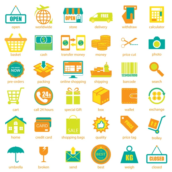 Shopping and logistic icons  set, vector — Stock Vector